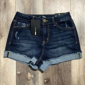 Fashion Nova High Rise Dark Wash Jean Shorts